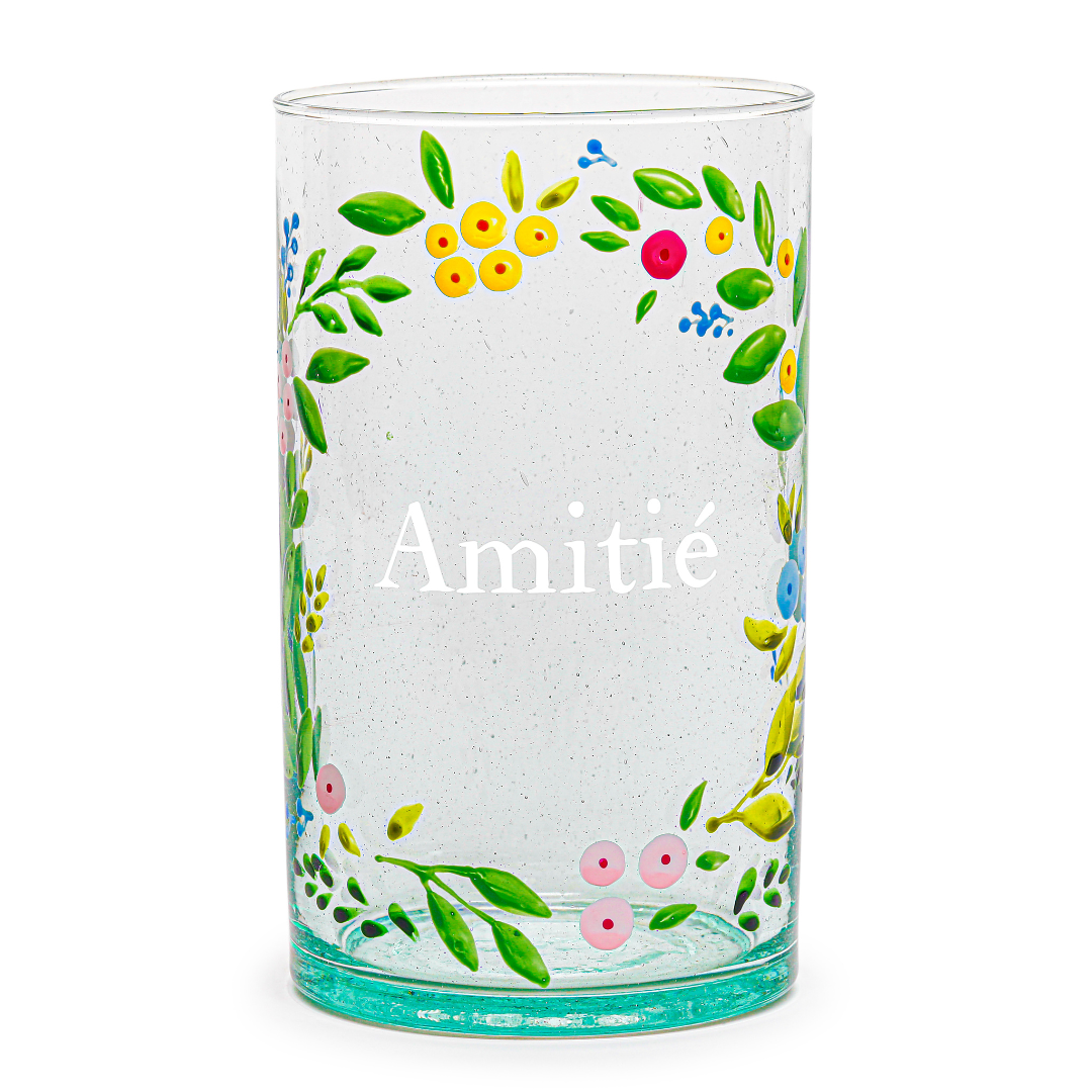 Vase peint à la main | COURONNE DE FLEURS : AMITIÉ