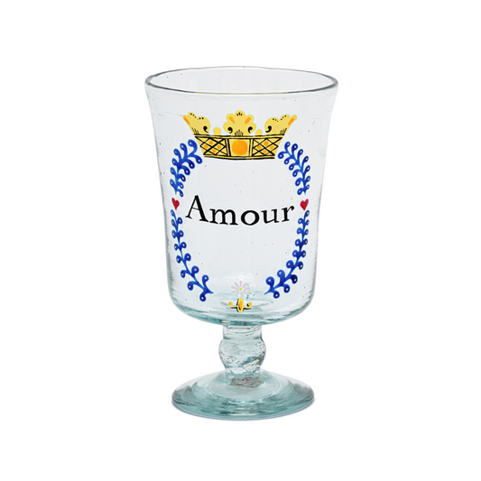 Hand painted wine glass | 18TH CENTURY CROWN: LOVE