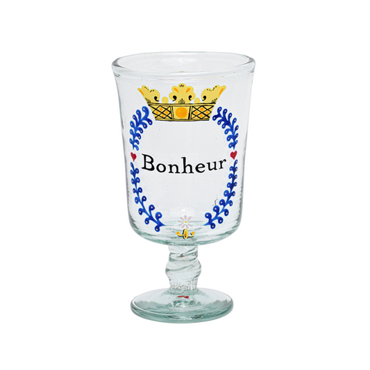 Hand painted wine glass | 18TH CENTURY CROWN: HAPPINESS